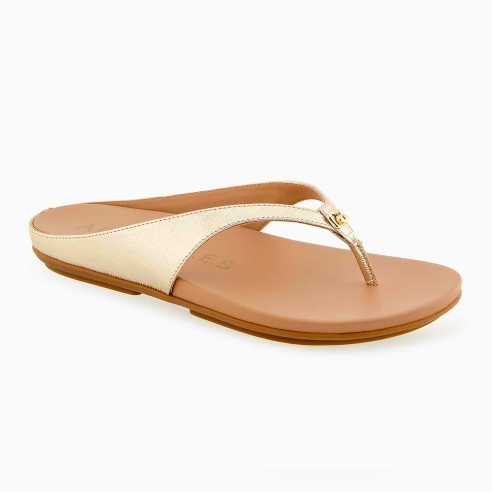 AEROSOLES Metallic Gold Fisher - Flip Flop Sandals Women's Size 10 (NWT)